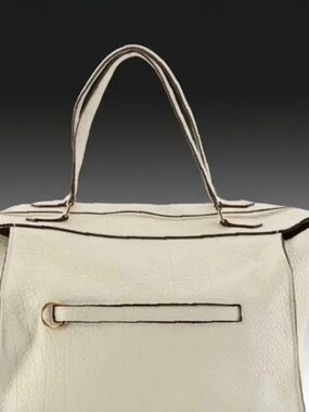 Céline Small Ring Shoulder Bag in White Bullhide Calfskin Leather